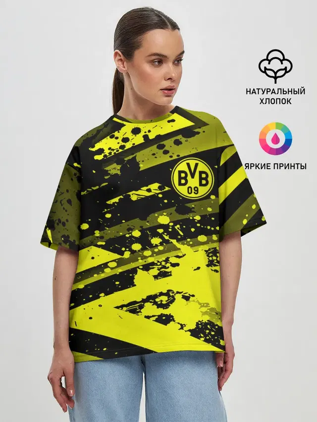 Женская футболка оверсайз с принтом «Borussia — Borussia Dortmund»