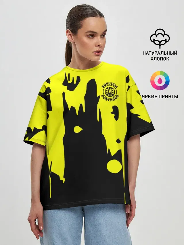 Женская футболка оверсайз с принтом «Abstract background — FC Borussia»
