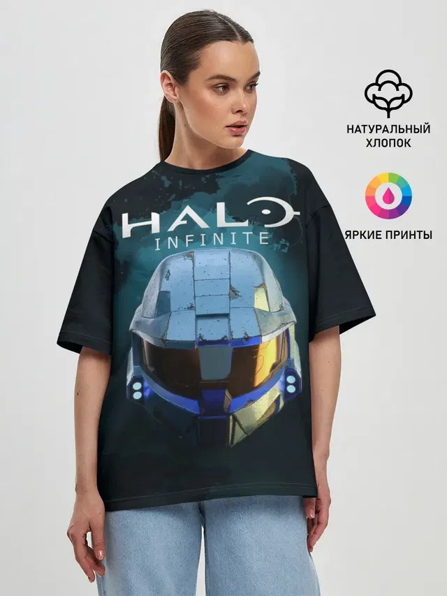 Женская футболка оверсайз с принтом «Halo — Halo Infinite»