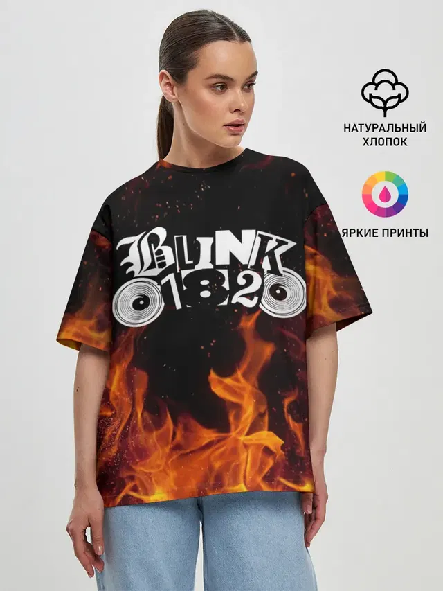 Женская футболка оверсайз с принтом «Blink 182»