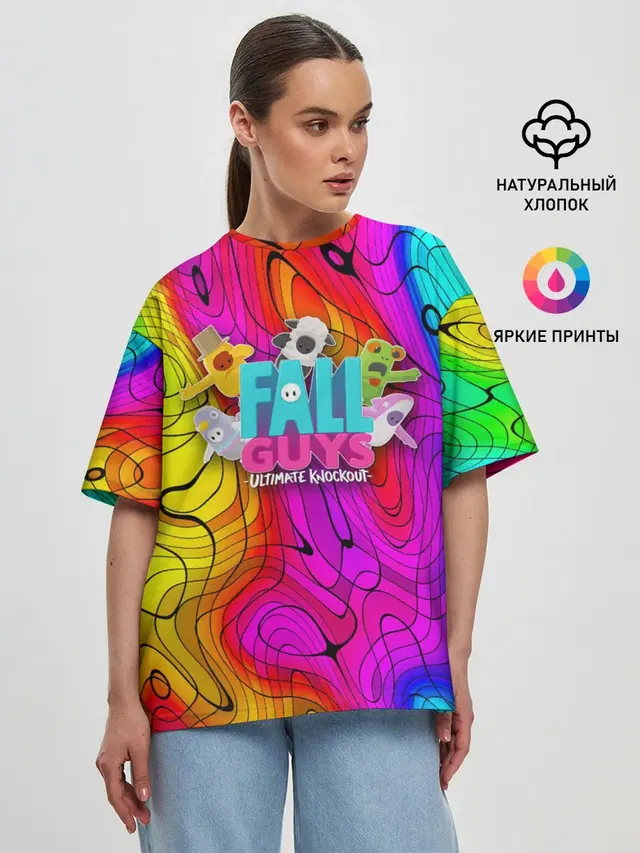 Женская футболка оверсайз с принтом «Fall Guys»