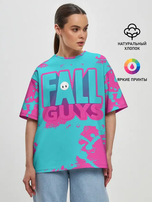 Женская футболка оверсайз с принтом «Fall Guys — Fall Guys: Ultimate Knockout»