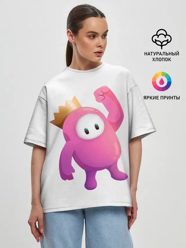 Женская футболка оверсайз с принтом «Разные игры — Fall Guys»