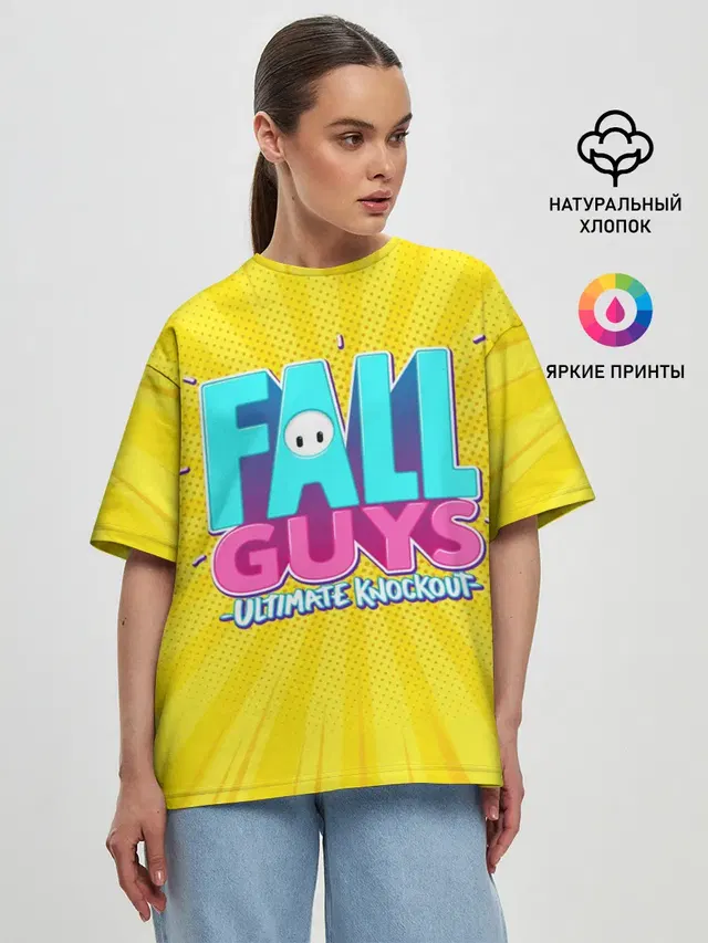 Женская футболка оверсайз с принтом «Fall Guys»