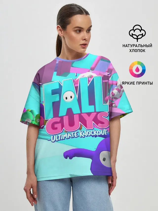 Женская футболка оверсайз с принтом «Fall Guys»