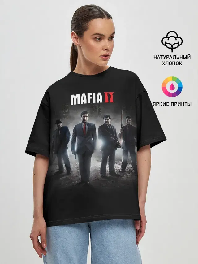 Женская футболка оверсайз с принтом «Mafia»