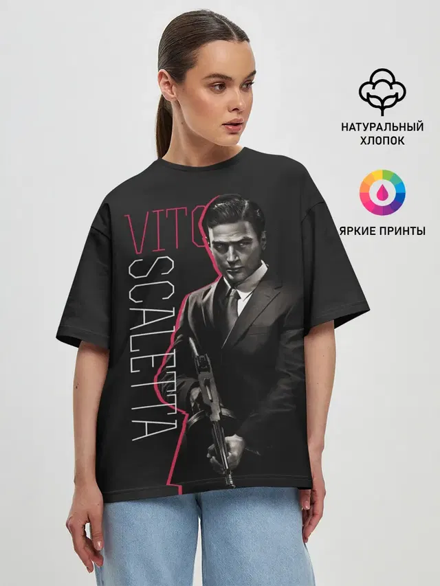 Женская футболка оверсайз с принтом «Mafia — Vito»