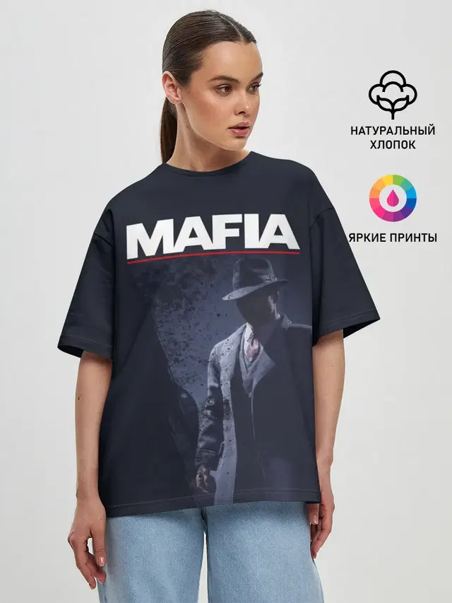 Женская футболка оверсайз с принтом «Mafia»