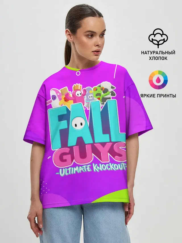 Женская футболка оверсайз с принтом «Fall Guys»
