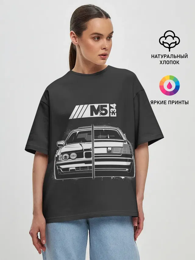 Женская футболка оверсайз с принтом «BMW»