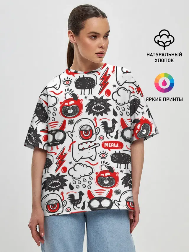 Женская футболка оверсайз с принтом «Pop Art»