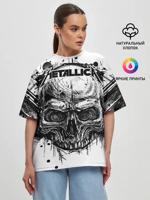Женская футболка оверсайз с принтом «Metallica»