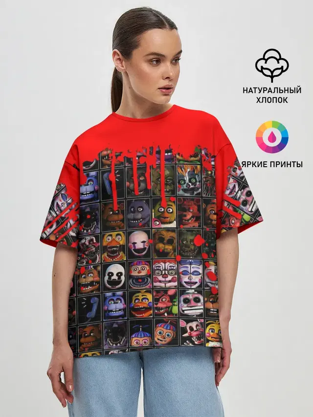 Женская футболка оверсайз с принтом «Five Nights At Freddy\s»