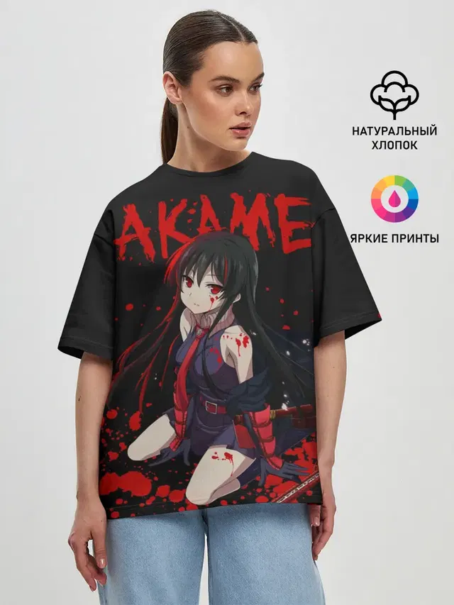 Убийца Акаме на черно-красно фоне