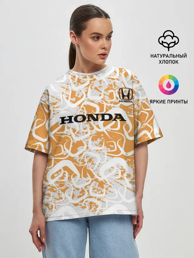 Женская футболка оверсайз с принтом «Honda»