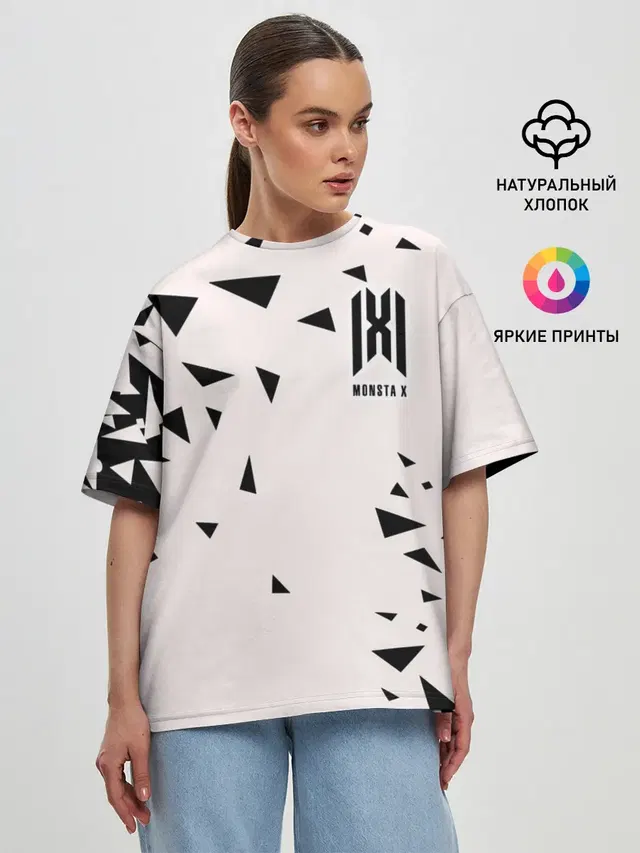 Женская футболка оверсайз с принтом «MONSTA X»