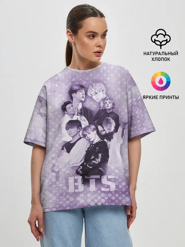 Женская футболка оверсайз с принтом «BTS»