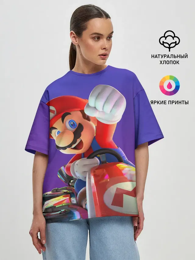 Женская футболка оверсайз с принтом «Mario 3D»