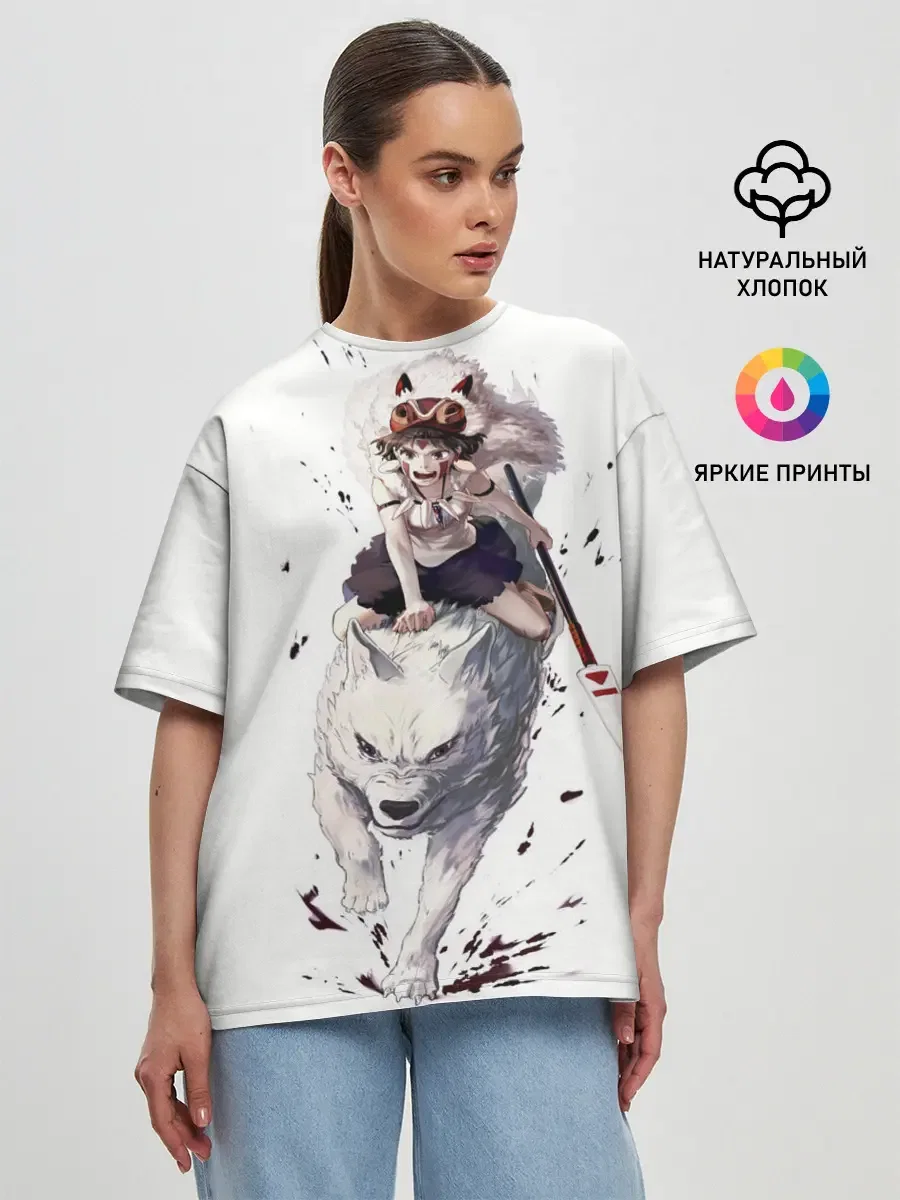 Женская хлопковая оверсайз-футболка «Spear» — принт крупно