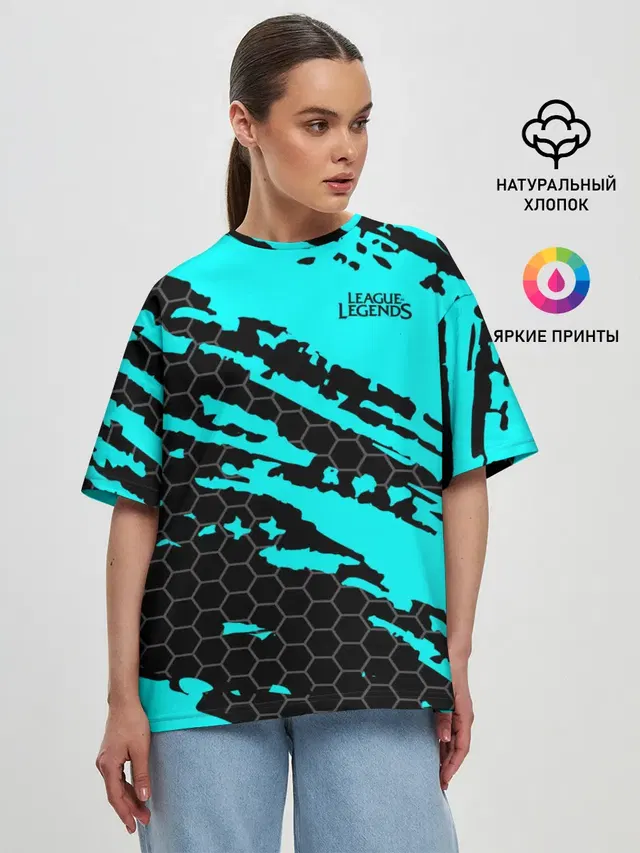 Женская футболка оверсайз с принтом «Hexagonal pattern»
