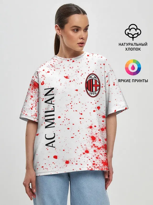 Женская футболка оверсайз с принтом «Милан — AC MILAN»