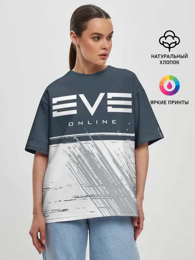 Женская футболка оверсайз с принтом «EVE online — ИВ ОНЛАЙН»