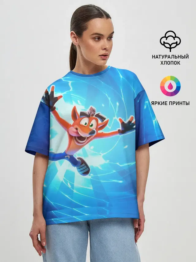 Женская футболка оверсайз с принтом «Crash Bandicoot»