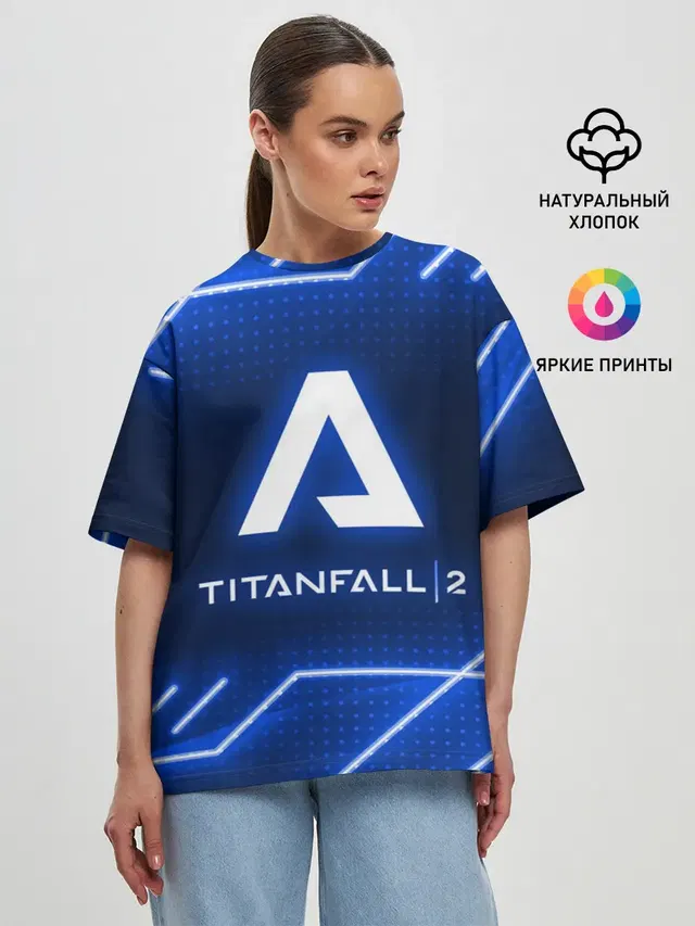 Женская футболка оверсайз с принтом «Titanfall — TITANFALL 2»