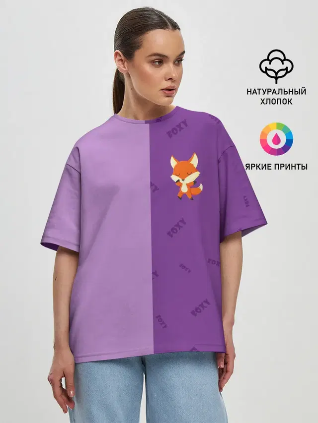 Женская футболка оверсайз с принтом «Лисы — ЛИСИЧКА — FOXY»
