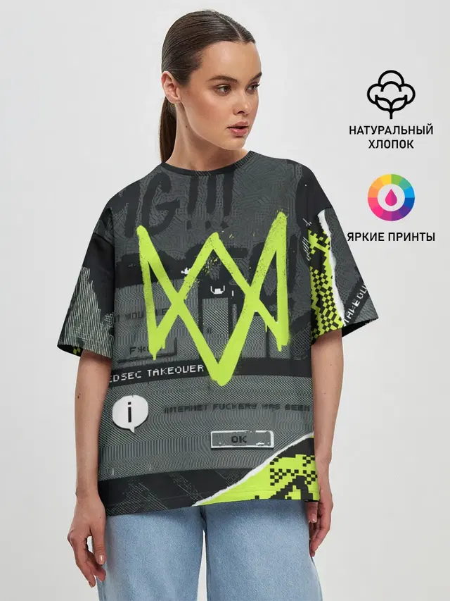 Женская футболка оверсайз с принтом «WD Legion — WATCH DOGS: LEGION.»
