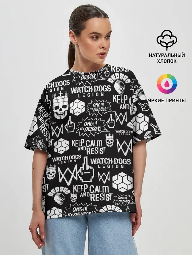 Женская футболка оверсайз с принтом «Watch Dogs 2 — WATCH DOGS LEGION»