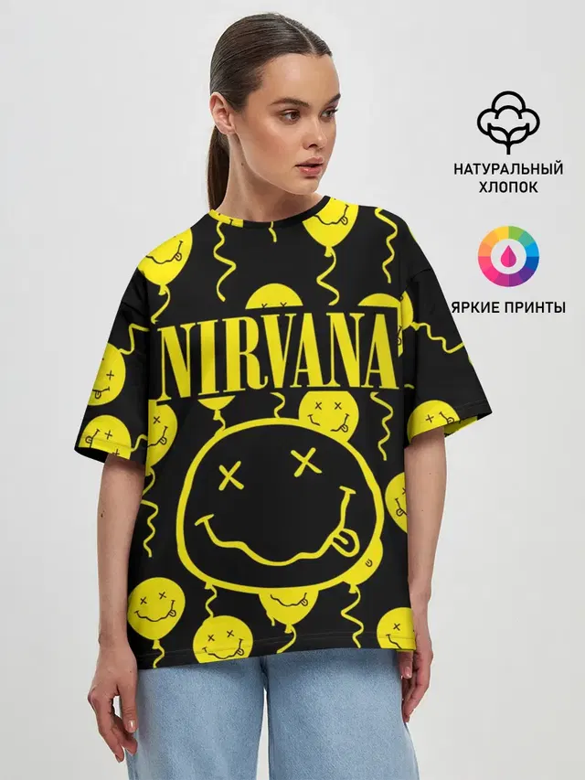 Женская футболка оверсайз с принтом «Nirvana»