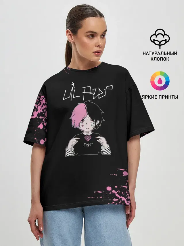 Женская футболка оверсайз с принтом «Lil Peep — Лил Пип»