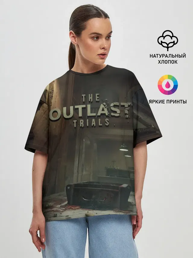 Женская футболка оверсайз с принтом «Разные игры — The Outlast Trials»