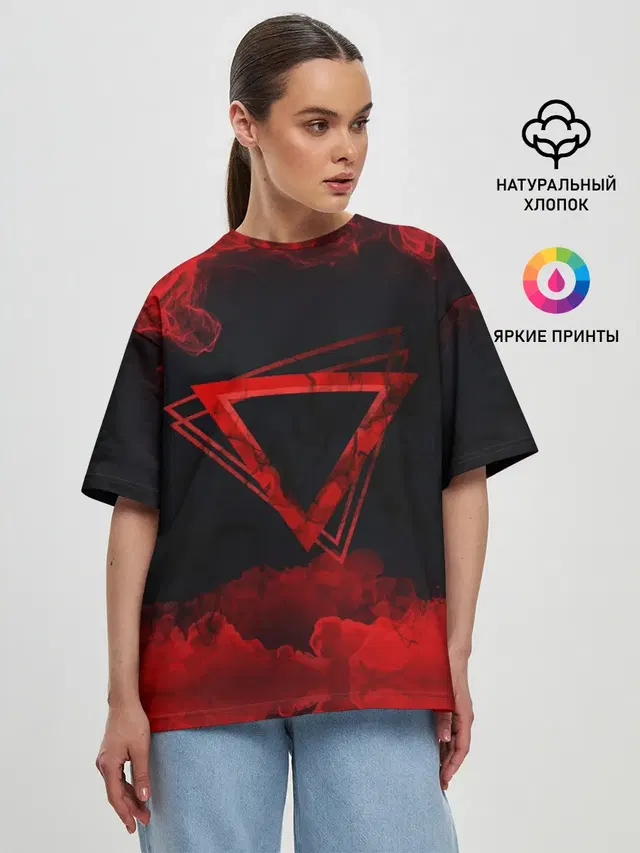 Женская футболка оверсайз с принтом «Абстракция — FIRE»