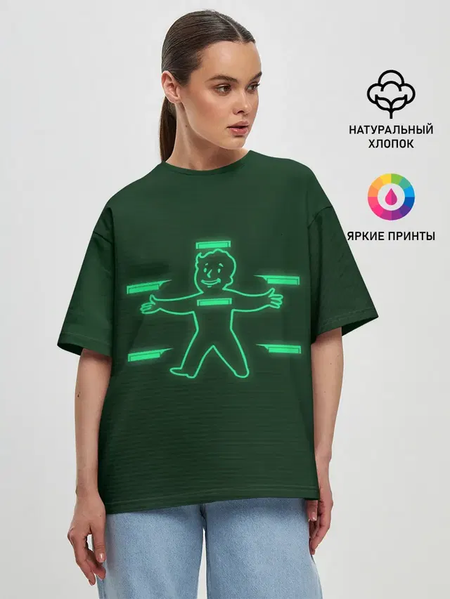 Женская футболка оверсайз с принтом «Vault-Boy HP»