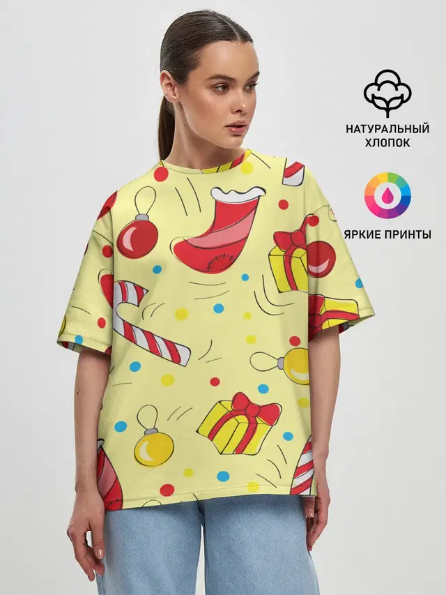 Новогодний узор на желтом фоне