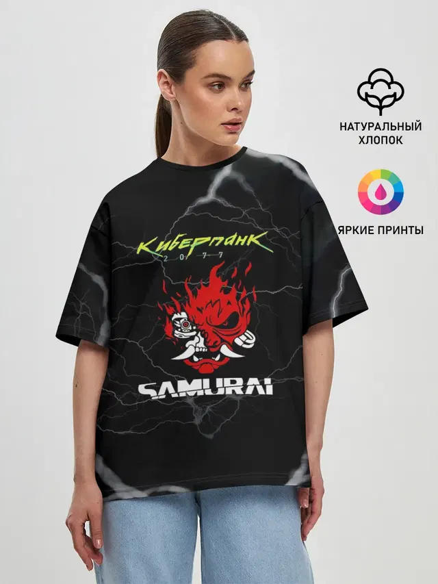 Женская футболка оверсайз с принтом «Cyberpunk 2077»