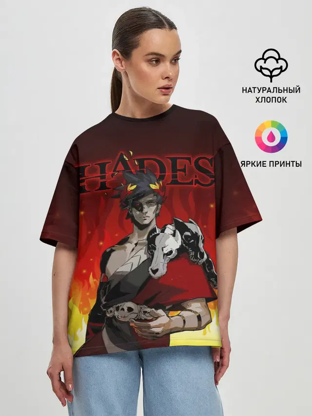 Женская футболка оверсайз с принтом «Hades — HADES ZAGREUS»