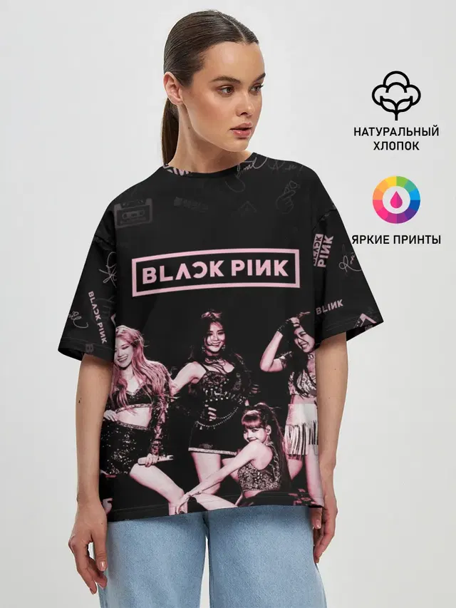 Женская футболка оверсайз с принтом «BlackPink»