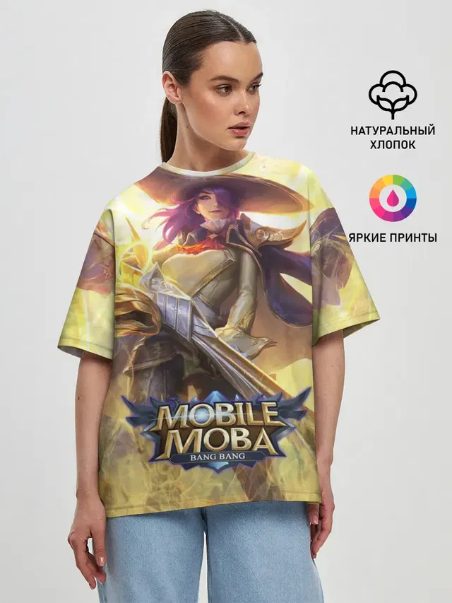 Женская футболка оверсайз с принтом «Mobile Legends: Bang Bang — Mobile legends»