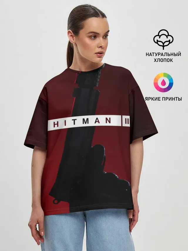 Женская футболка оверсайз с принтом «Hitman — Hitman III»