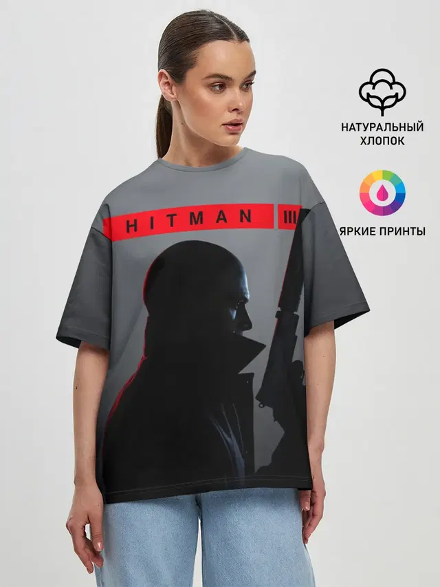 Женская футболка оверсайз с принтом «Hitman — Hitman III»