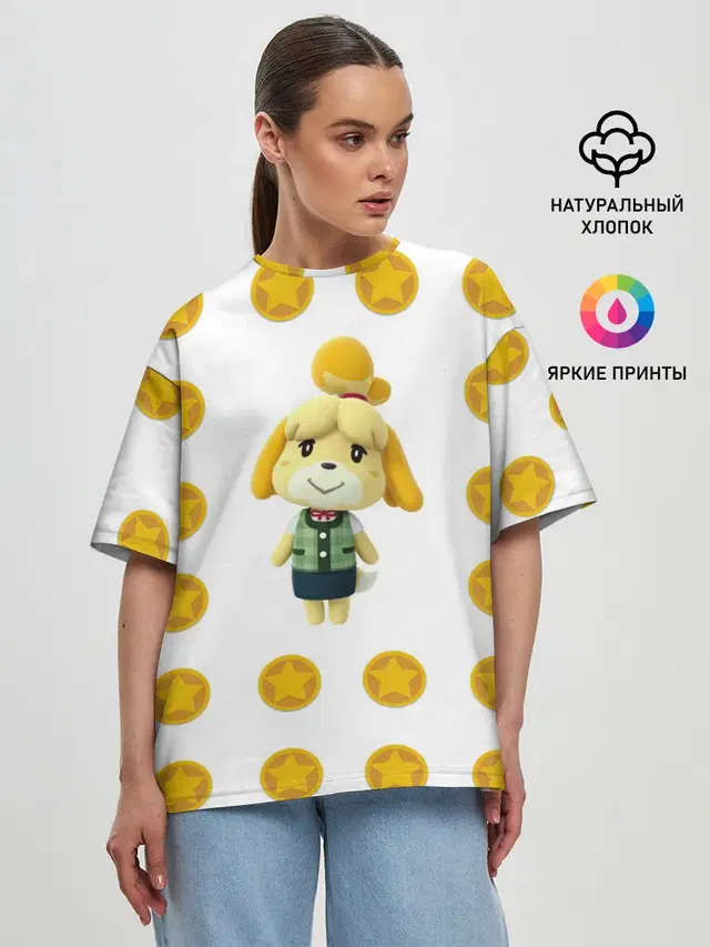 Женская футболка оверсайз с принтом «Animal Crossing — Animal crossing - Isabelle»