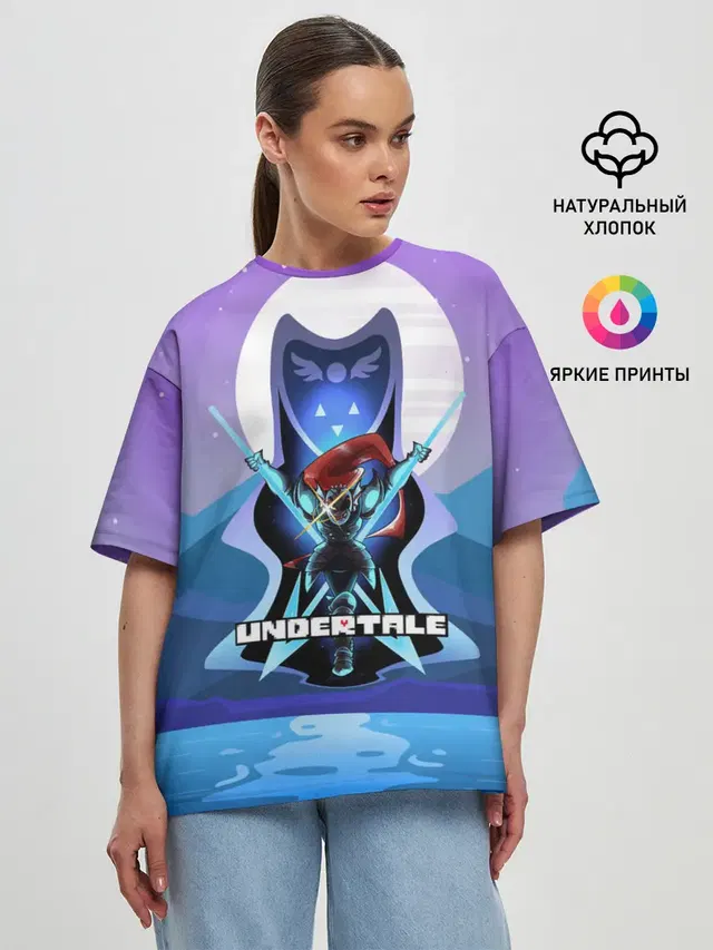 Женская футболка оверсайз с принтом «Undyne the Undying»