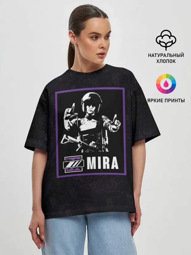 Женская футболка оверсайз с принтом «Mira»