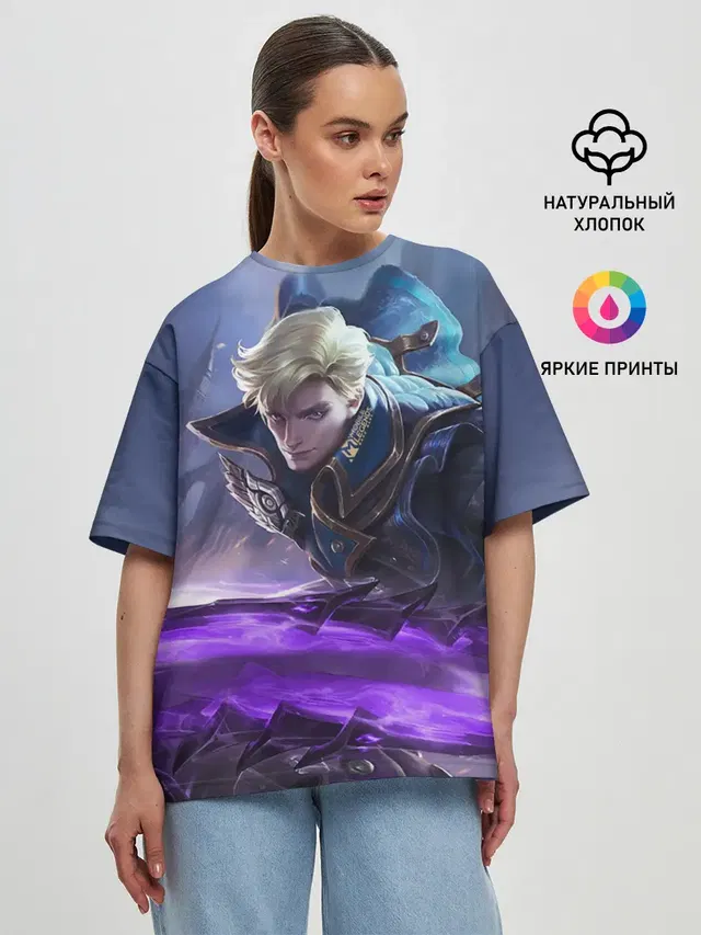Женская футболка оверсайз с принтом «Mobile Legends: Bang Bang — Алукард - Mobile Legends»