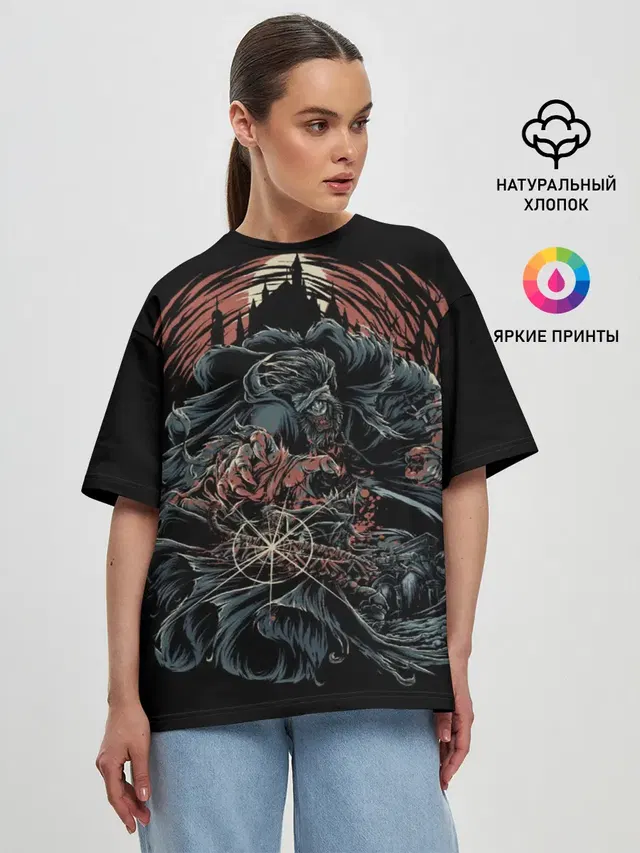 Женская футболка оверсайз с принтом «Bloodborne»