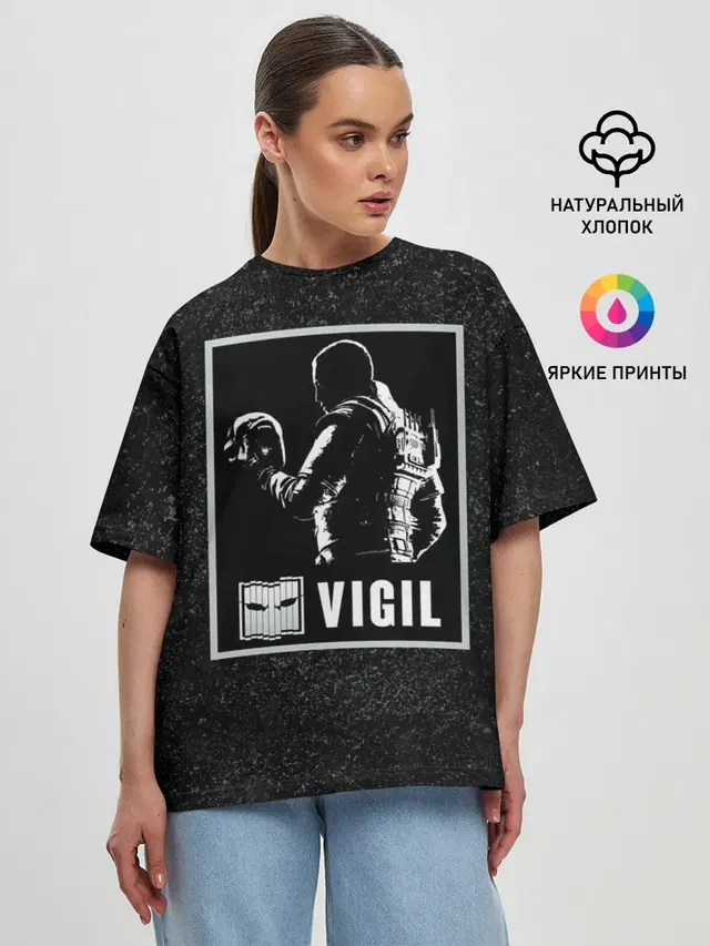 Женская футболка оверсайз с принтом «Rainbow Six — Vigil»