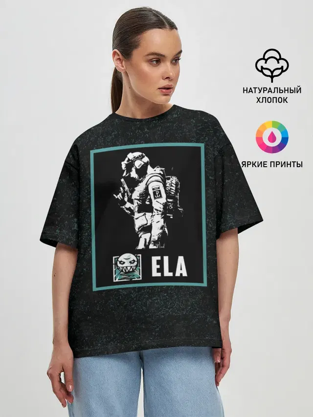 Женская футболка оверсайз с принтом «Rainbow Six — Ela»